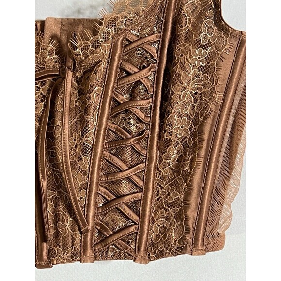 Victoria's Secret Very Sexy Caramel Kiss Corset S Bustier Brown Unlined Boned - Picture 2 of 10